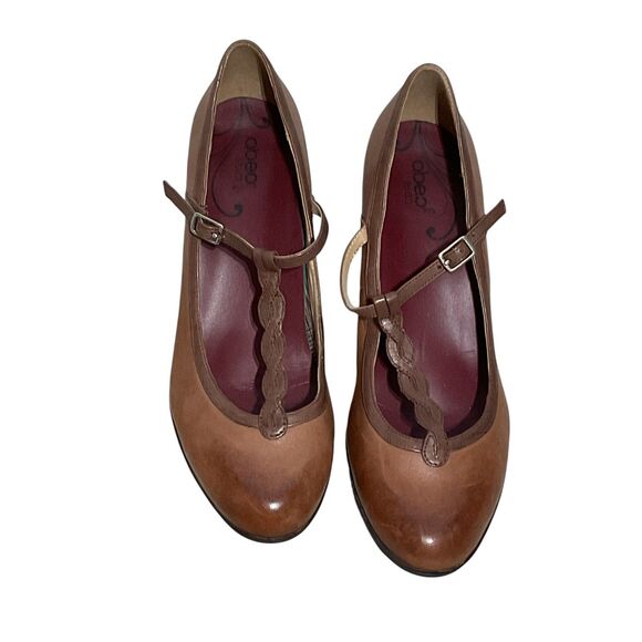 Abeo Leather Braided T-Strap Women's Heels Vella 10M - Picture 2 of 12